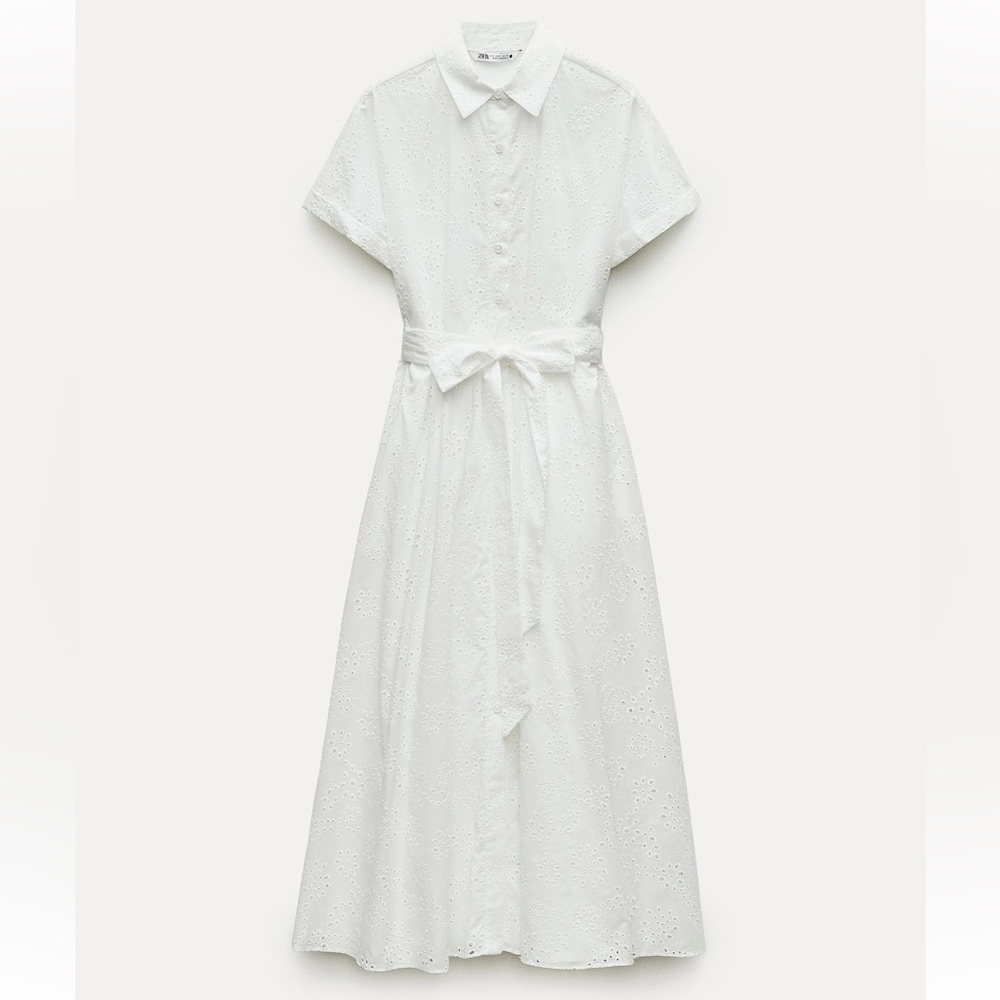 EMBROIDERED EYELET DRESS ZW COLLECTION WHITE 0/7977/112/250/02 medium